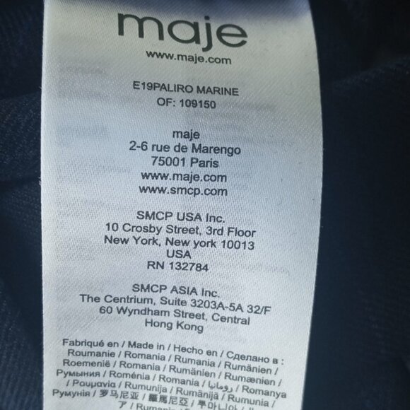 MAJE Preppy Plaid Academia Office Crop Pleated Navy Blue Trousers Pants Size 34 - Picture 12 of 13